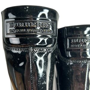 Burberry Boots Women's 7.5 Black Patent Leather Mid Calf Flats